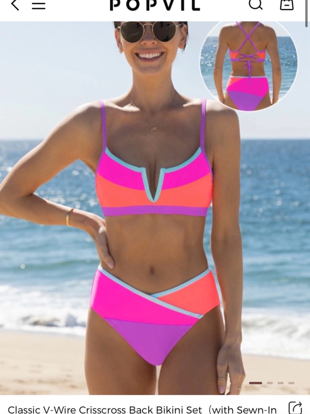 NWT Colorblock V-Wire Bikini - Popvil